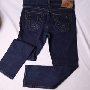 True Religion Vinny Jeans Mens 38 Indigo Blue Slim Straight Made in USA Stretch